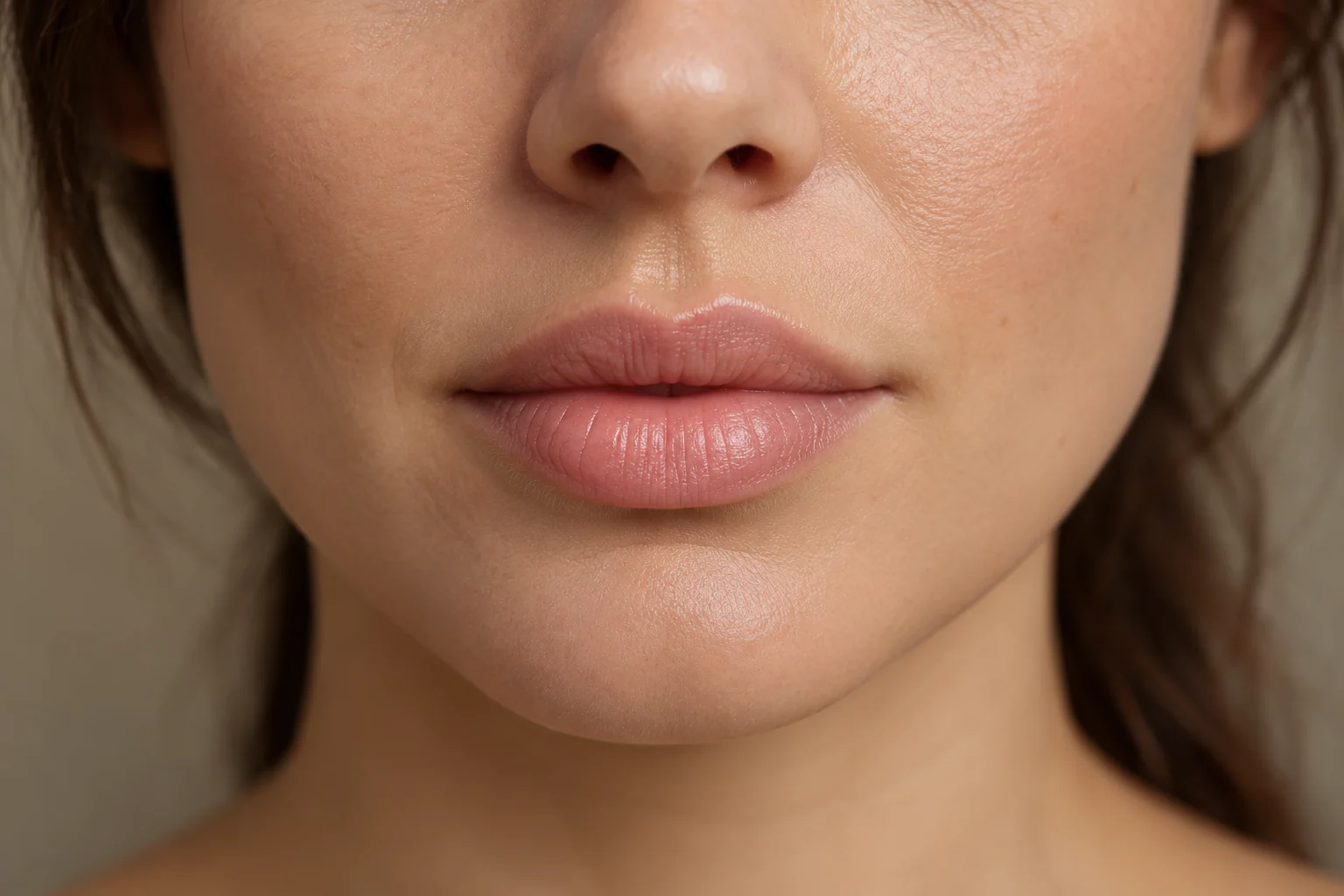 KI-generiertes Porträt mit natürlichen entspannten Lippen